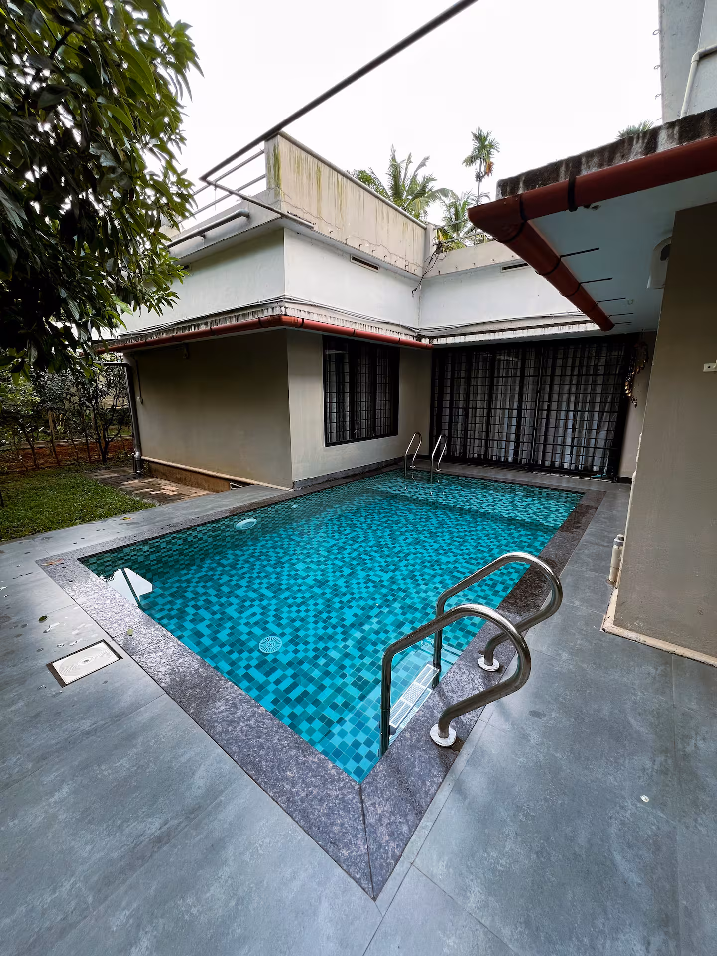 The pool under the canopy at Kabani Riverside, Wayanad
